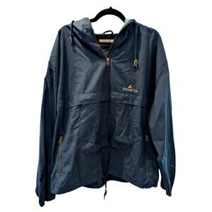 Vintage Regatta‎ Sport Windbreaker Navy Pullover Half Zip Hooded Jacket L